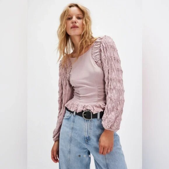 FREE PEOPLE Olivia Top in Pale Mauve Medium - Picture 1 of 6
